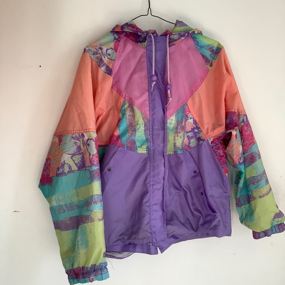 Vintage Colorblock Neon Windbreaker